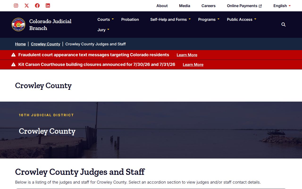 Official Crowley County judges and court staff page