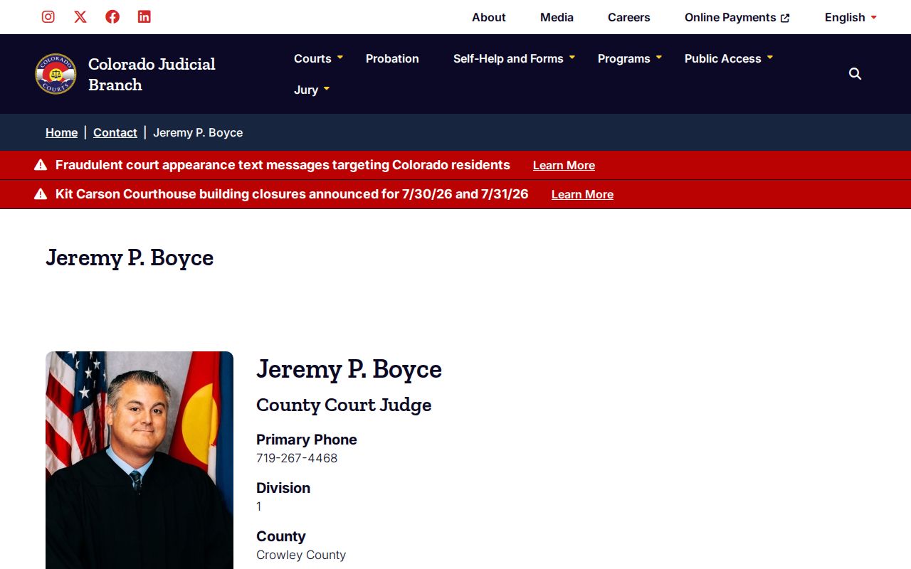 Ordway criminal court records and Crowley County judge profile