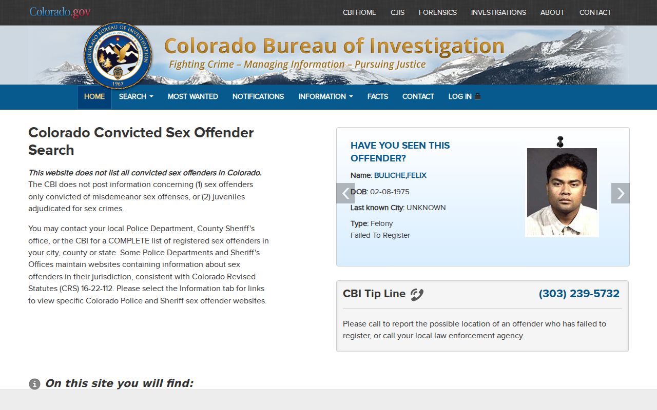Crowley County sex offender search on the Colorado registry