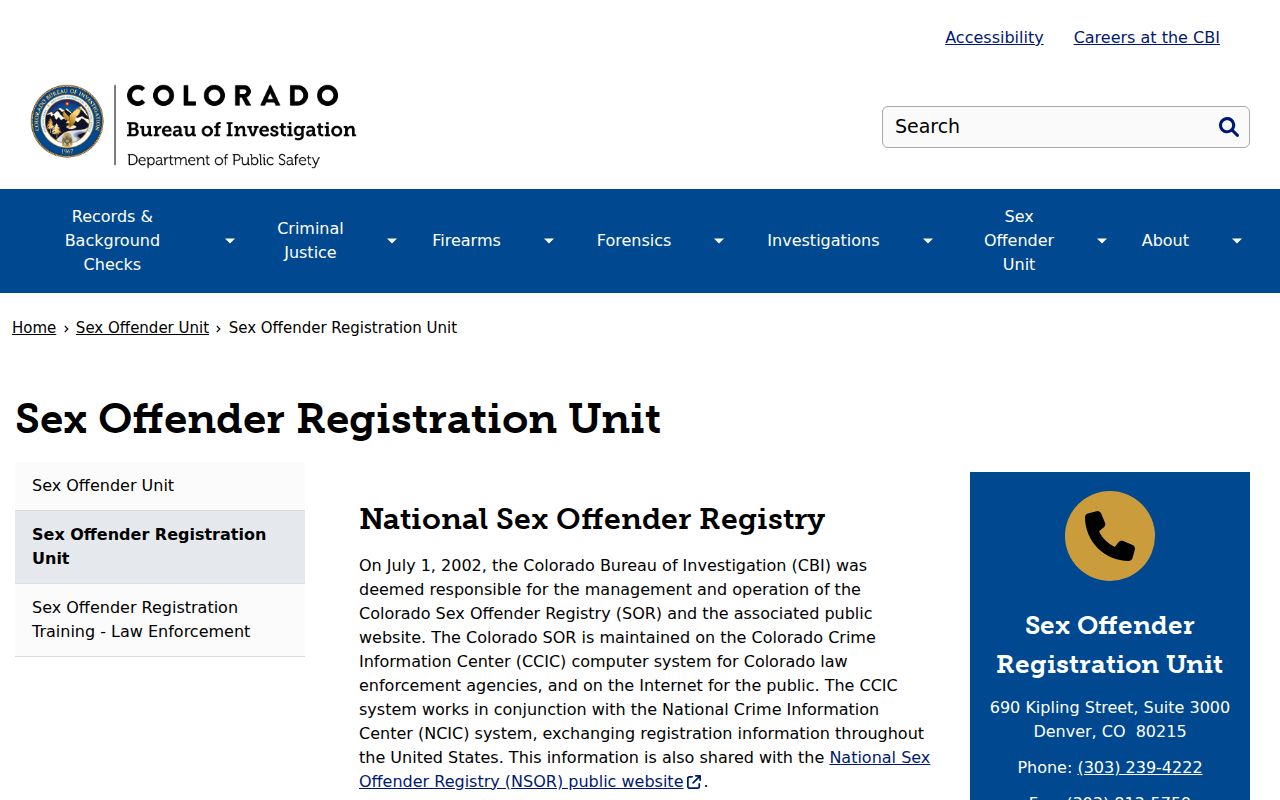 Crowley County sex offender registration guidance from CBI